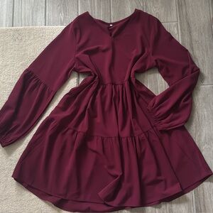 Burgundy Long Sleeve Dress